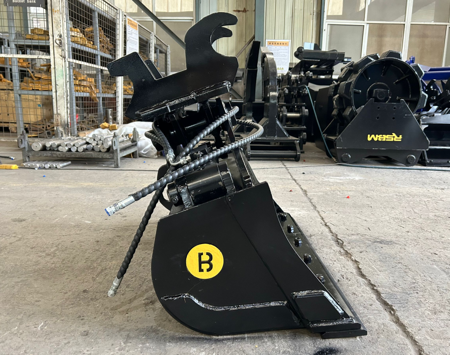 High-quality 32" Tilt Bucket fits 1.7 Ton - 3 Ton Excavator Wedge, X- Change and Pin Couplers available at Bully Dog Equipment.