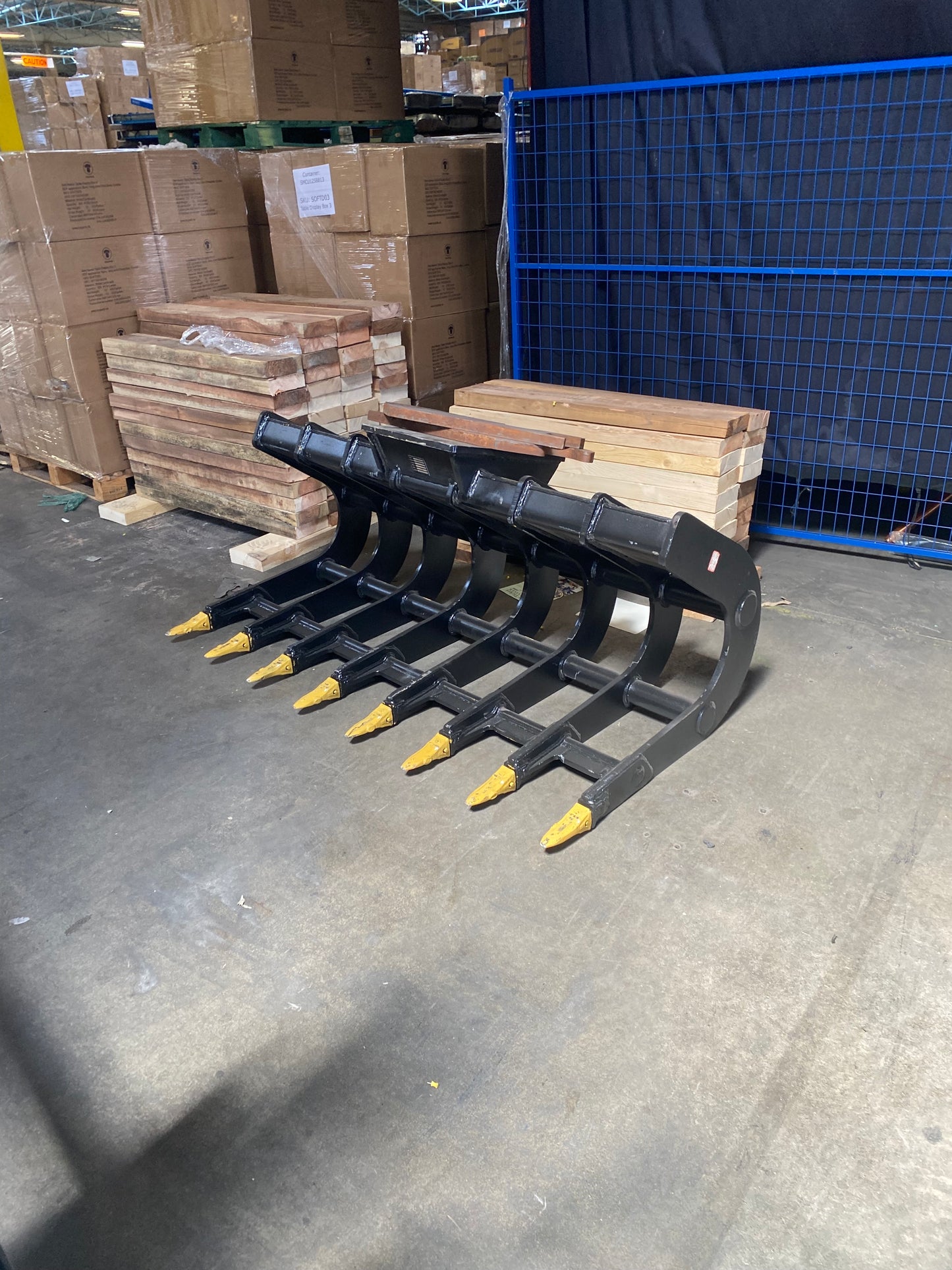 70" Excavator Scoop Rake fits 12-17 Ton Excavator with WBM 120 - CWS 120 - Cat 312 Pin Couplers