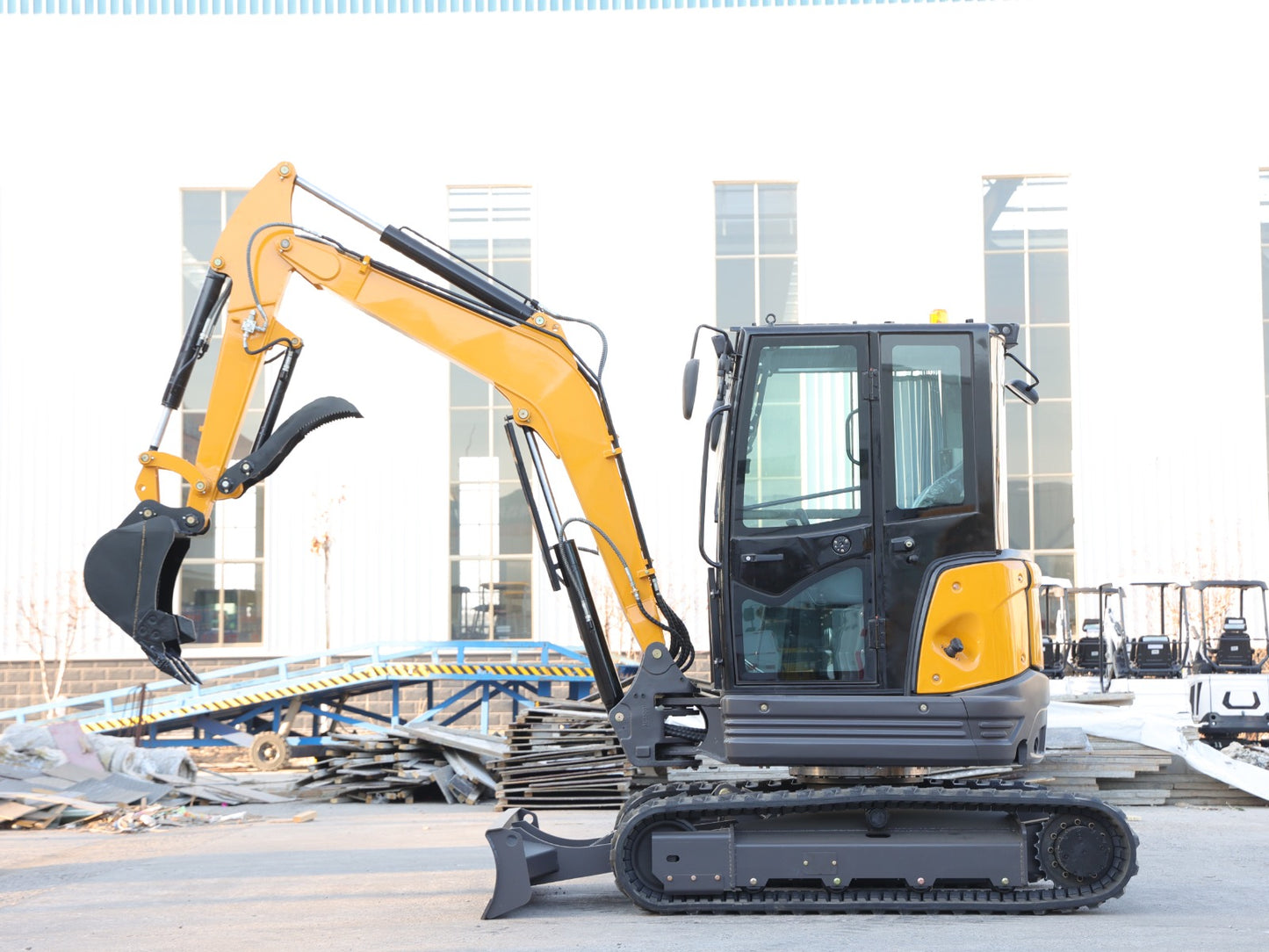 3.8 Ton Closed Cab Excavator with Kubota Engine AC in Cab Heater and 2 Speed Drive Motor - Excavator For Sale in BC for sale at Bully Dog Equipment in Vancouver, BC.