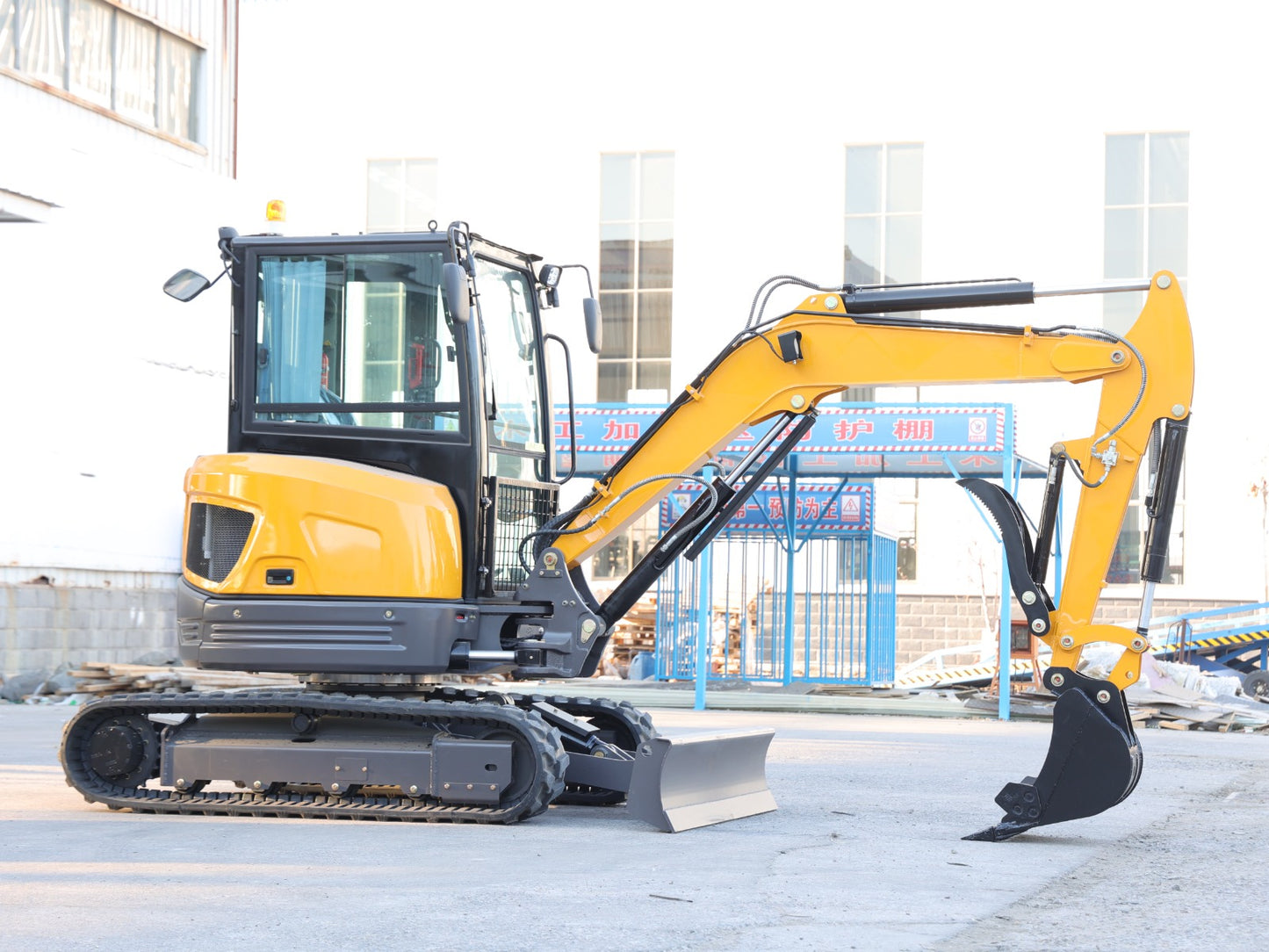 Durable 3.8 Ton Closed Cab Excavator with Kubota Engine AC in Cab Heater and 2 Speed Drive Motor - Excavator For Sale in BC - heavy equipment from Bully Dog Equipment.
