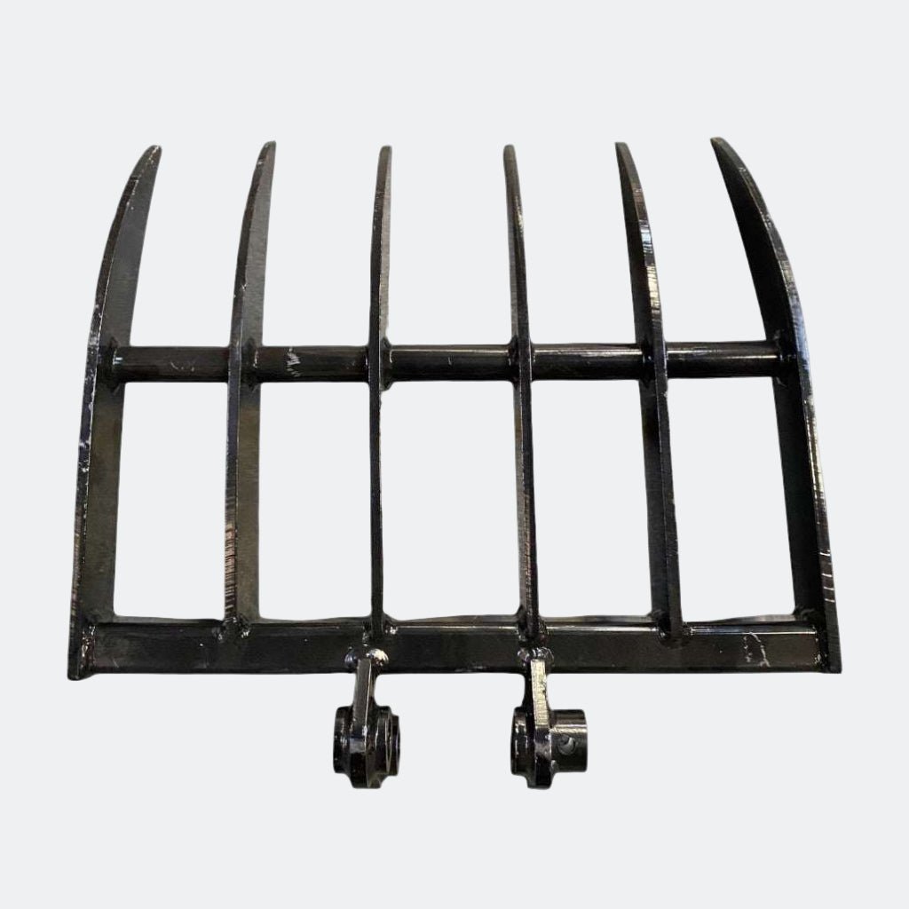 Chinese Mini Excavator: 24" Brush Rake, 30 mm pins - 100 mm C - C distance | 96 mm dipper gap - Bully Dog Equipment