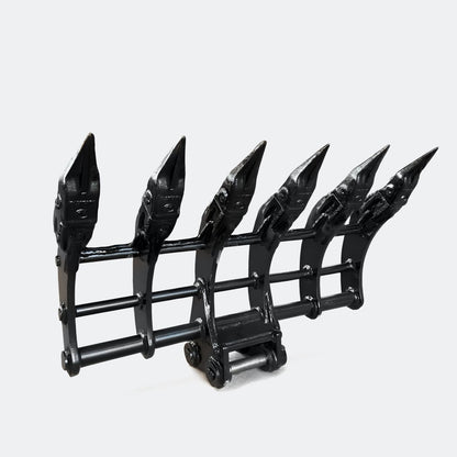 32" Brush / Root Rake, 1.5 ton – 2.5 ton Excavator - Bobcat E20 pins - Bully Dog Equipment