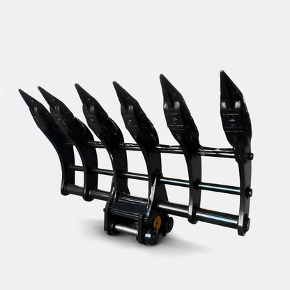 32" Brush / Root Rake, 1.5 ton – 2.5 ton Excavator - Bobcat E20 pins - Bully Dog Equipment