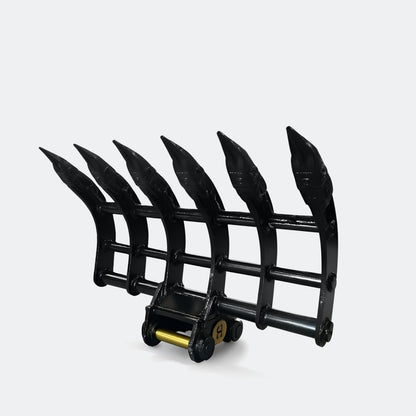 36" Brush / Root Rake, 2.5 ton – 4 ton Excavator - Caterpillar 303–304 pins - Bully Dog Equipment