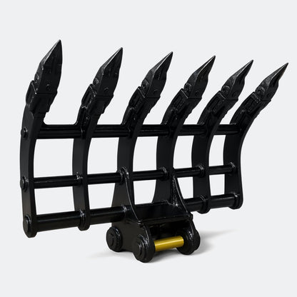 36" Brush / Root Rake, 2.5 ton – 4 ton Excavator - Caterpillar 303–304 pins - Bully Dog Equipment