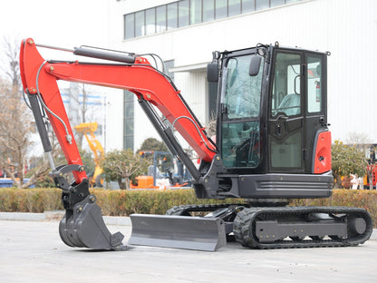 3.8 Ton Closed Cab Excavator with Kubota Engine AC in Cab Heater and 2 Speed Drive Motor - Excavator For Sale in BC