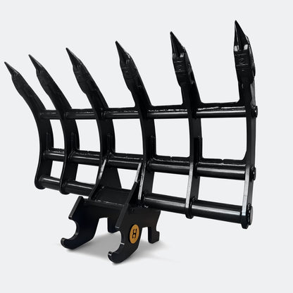 Brush Rake, 5 ton – 6 ton Excavator - 48" - Kubota 50–60 wedge - Bully Dog Equipment