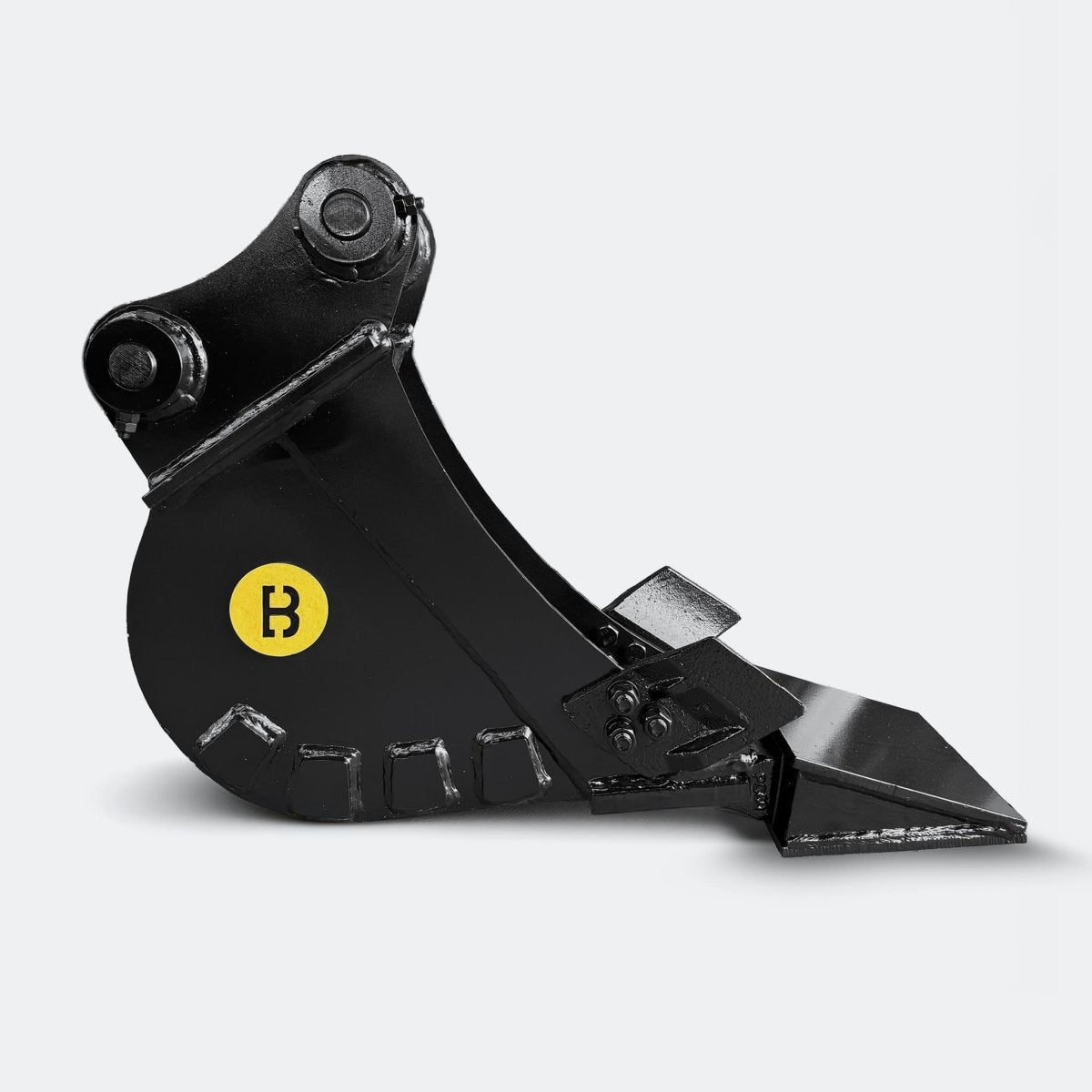 Excavator Bucket: Trenching Bucket, 2.5 ton – 4 ton Excavator - 12" - With bolt on removable cutting edge covering teeth - Bully Dog Equipment