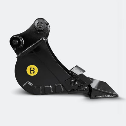 Excavator Bucket: Trenching Bucket, 2.5 ton – 4 ton Excavator - 12" - With bolt on removable cutting edge covering teeth - Bully Dog Equipment