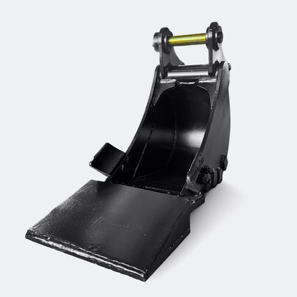 Excavator Bucket: Trenching Bucket, 2.5 ton – 4 ton Excavator - 12" - With bolt on removable cutting edge covering teeth - Bully Dog Equipment