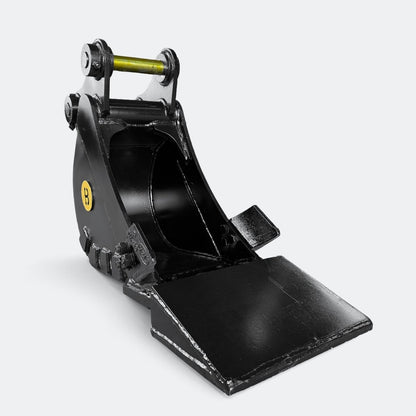 Excavator Bucket: Trenching Bucket, 2.5 ton – 4 ton Excavator - 12" - With bolt on removable cutting edge covering teeth - Bully Dog Equipment