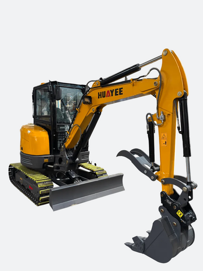 Huayee HY40S Closed Cab Excavator with Kubota Engine AC in Cab Heater - | Bully Dog Equipment
