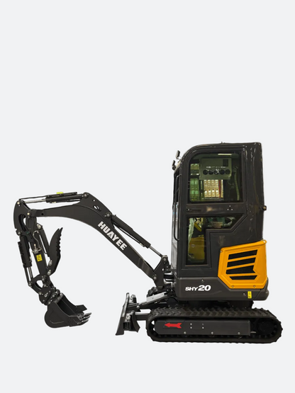 Huayee SHY 20 2 Ton Enclosed Cab Mini Excavator | Kubota Diesel - | Bully Dog Equipment