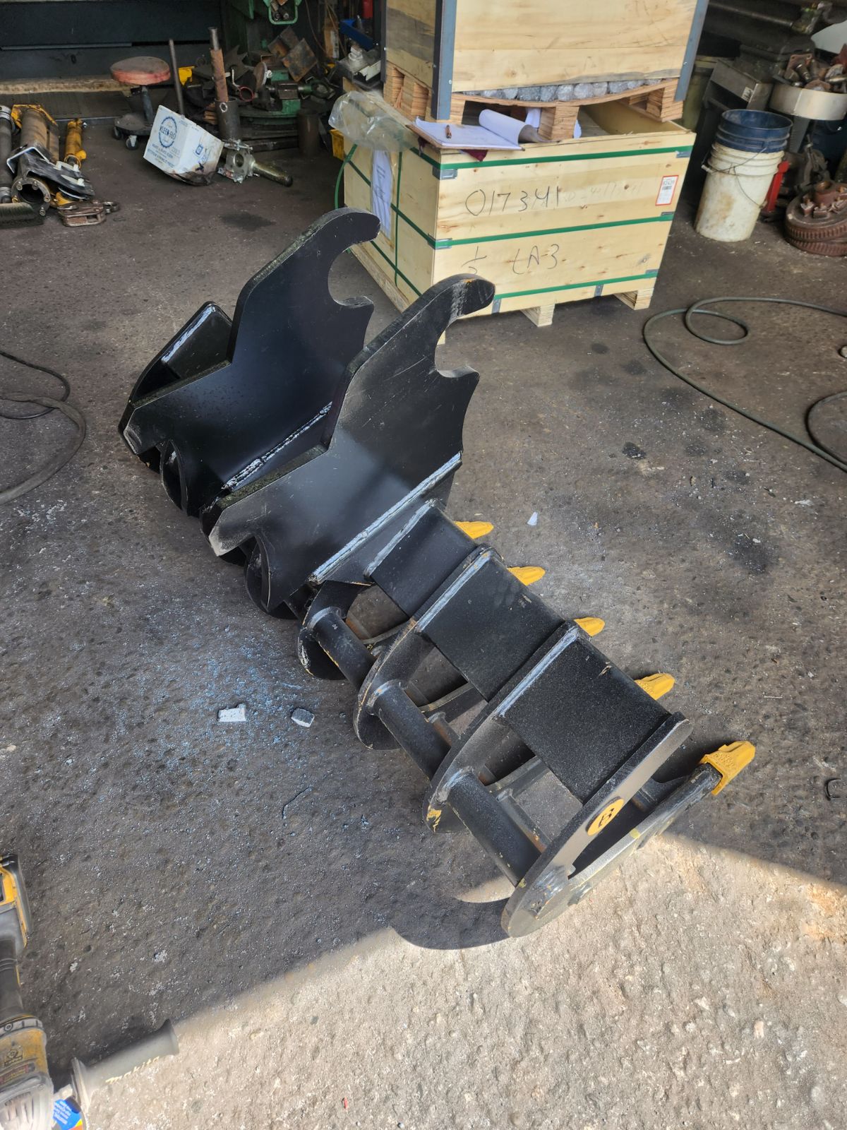 Heavy equipment - 48" Excavator Scoop Rake fits 6 Ton - 10 Ton Excavator with Wedge, and Pins Couplers sold by Bully Dog Equipment.