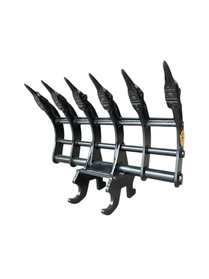 32" Excavator Brush Rake / Root Rake fits 1.5 - 2.5 Ton Excavator with Wedge and Pin Couplers