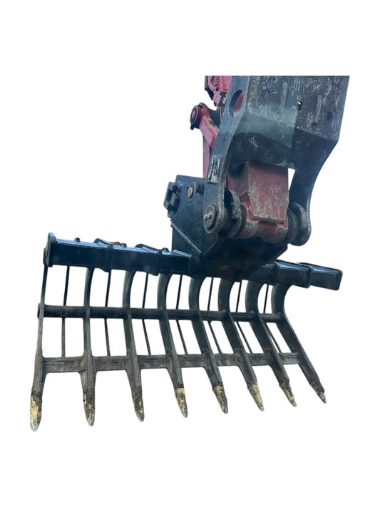 70" Excavator Scoop Rake fits 12-17 Ton Excavator with WBM 120 - CWS 120 - Cat 312 Pin Couplers