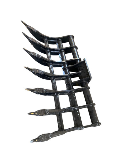 Top-quality 54" Excavator Brush Rake / Root Rake fits 10 ton - 13 Ton Excavator with Wedge and Pin Couplers designed for heavy-duty performance.