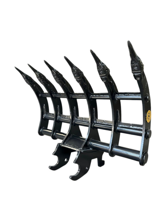 Top-quality 42" - 48" Excavator Brush Rake / Root Rake fits 4-6 Ton Excavator with Wedge and Pin Couplers designed for heavy-duty performance.